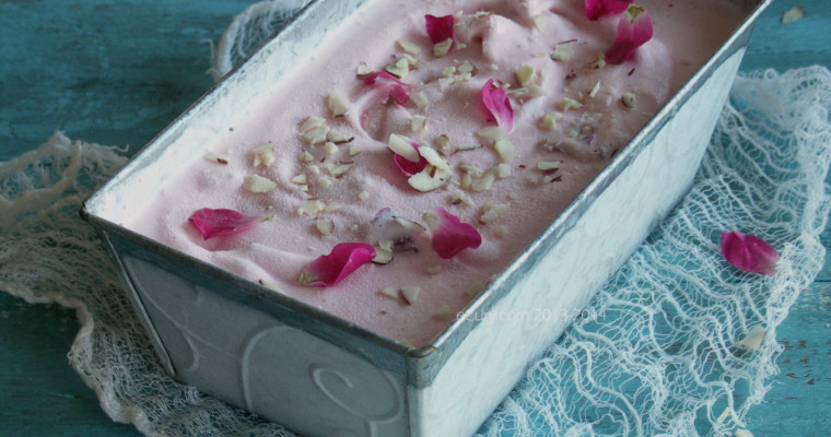 Rose Flavored Ice Cream with Rose Petals