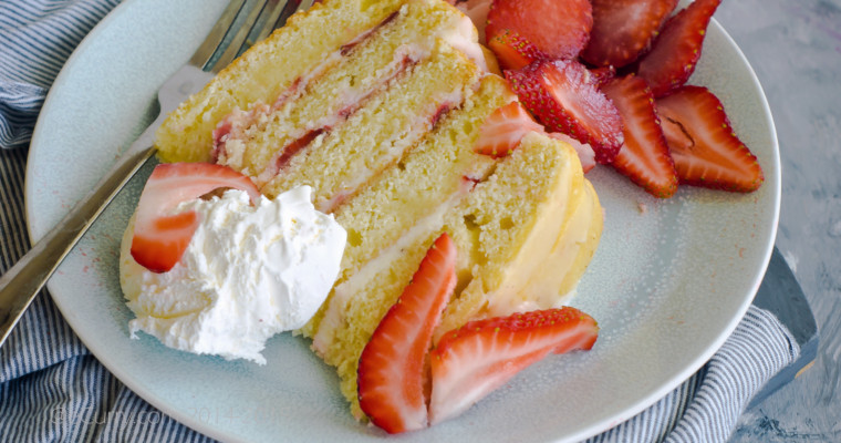 Lemon Layer Cake with Yogurt and Strawberries